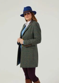 Combrook Ladies Mid-Thigh Coat In Spruce - Regular Fit -Alan Paine Fashion Store Combrook Midlength Coat Spruce 04