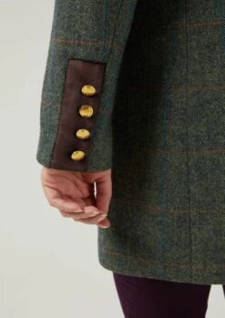 Combrook Ladies Mid-Thigh Coat In Spruce - Regular Fit -Alan Paine Fashion Store Combrook Midlength Coat Spruce 05