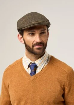 Combrook Men's Tweed Flat Cap In Teak -Alan Paine Fashion Store Combrook Tweed Flat Cap Teak