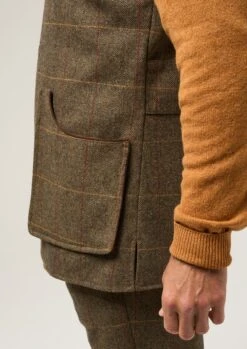 Combrook Men's Tweed Shooting Waistcoat In Teak - Shooting Fit -Alan Paine Fashion Store Combrook Tweed Shooting Waistcoat Teak 3