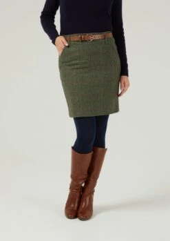Combrook Ladies Tweed Skirt 49cm In Heath -Alan Paine Fashion Store Combrook Tweed Skirt Heath