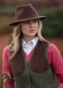 Combrook Ladies Tweed Shooting Waistcoat In Heath - Regular Fit -Alan Paine Fashion Store Combrook Womens Shooting Tweed Waistcoat Heath LH 2