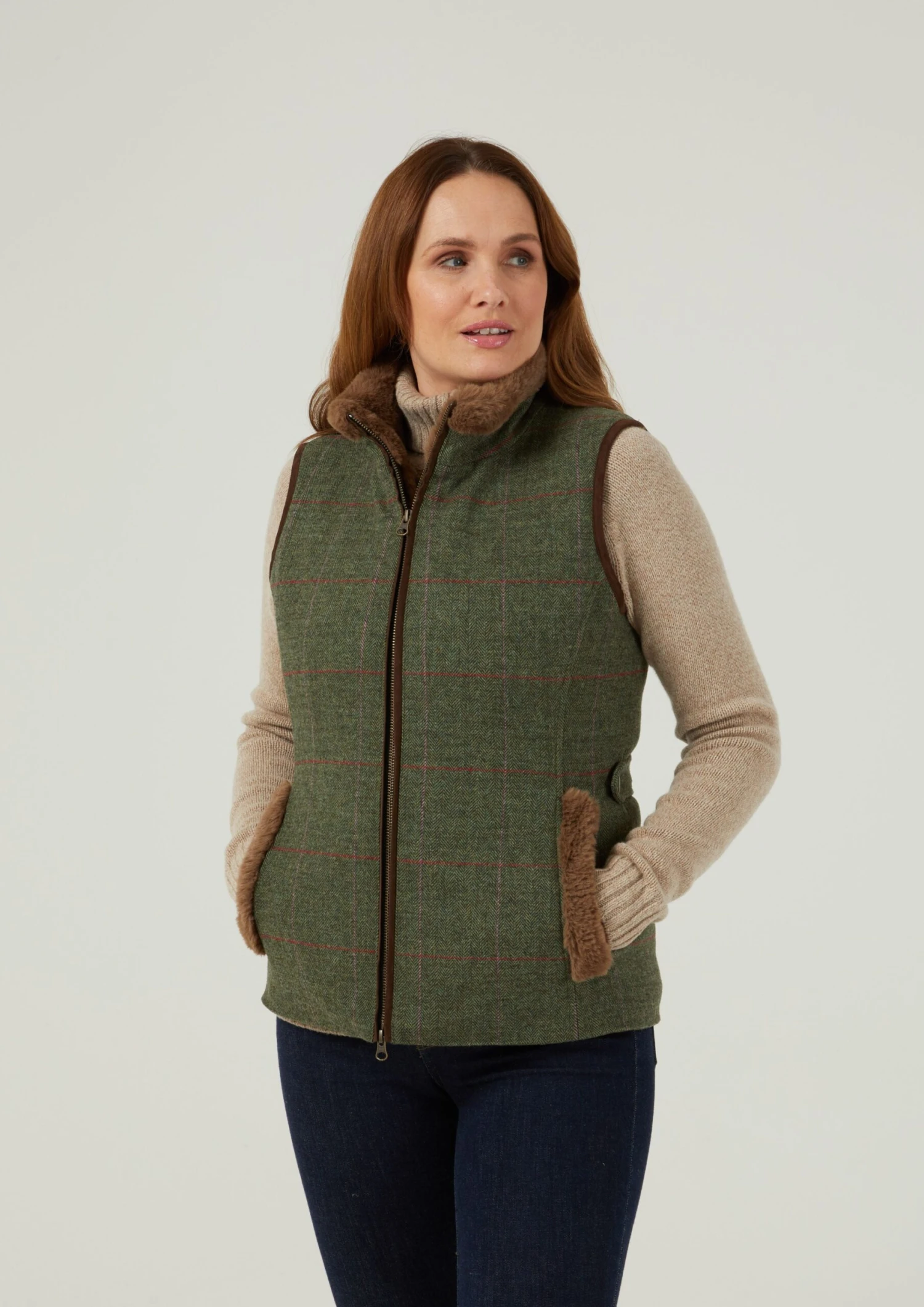 Combrook Ladies Tweed Gilet In Heath - Regular Fit 5 Combrook Ladies Tweed Gilet In Heath - Regular Fit - Image 5