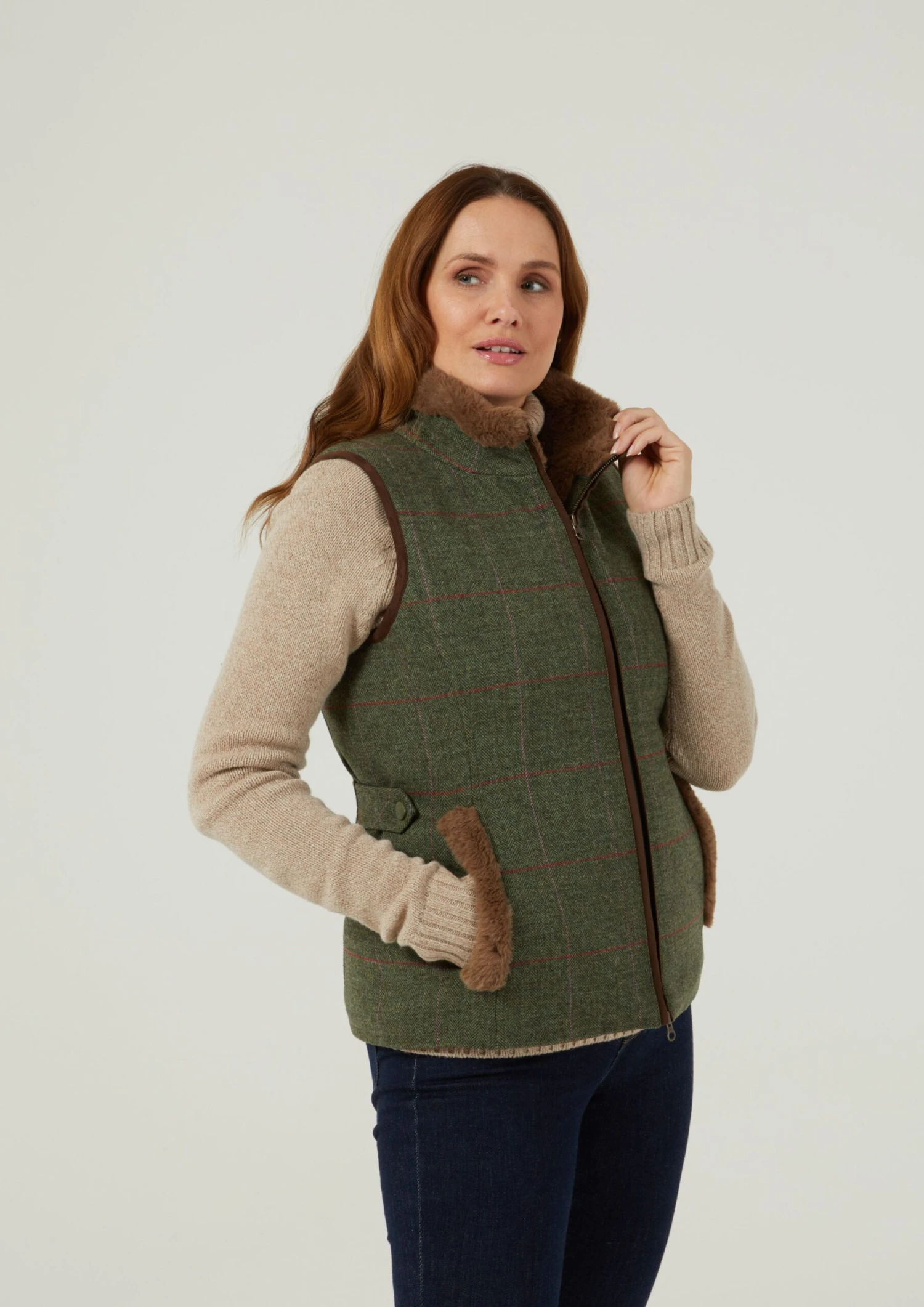 Combrook Ladies Tweed Gilet In Heath - Regular Fit 2 Combrook Ladies Tweed Gilet In Heath - Regular Fit - Image 2