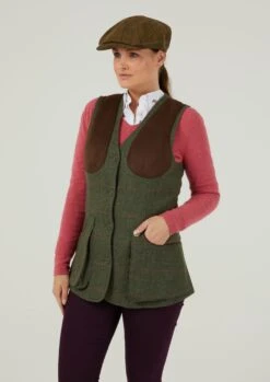 Combrook Ladies Tweed Shooting Waistcoat In Heath - Regular Fit -Alan Paine Fashion Store Combrook Womens Tweed Shooting Waistcoat Heath 1