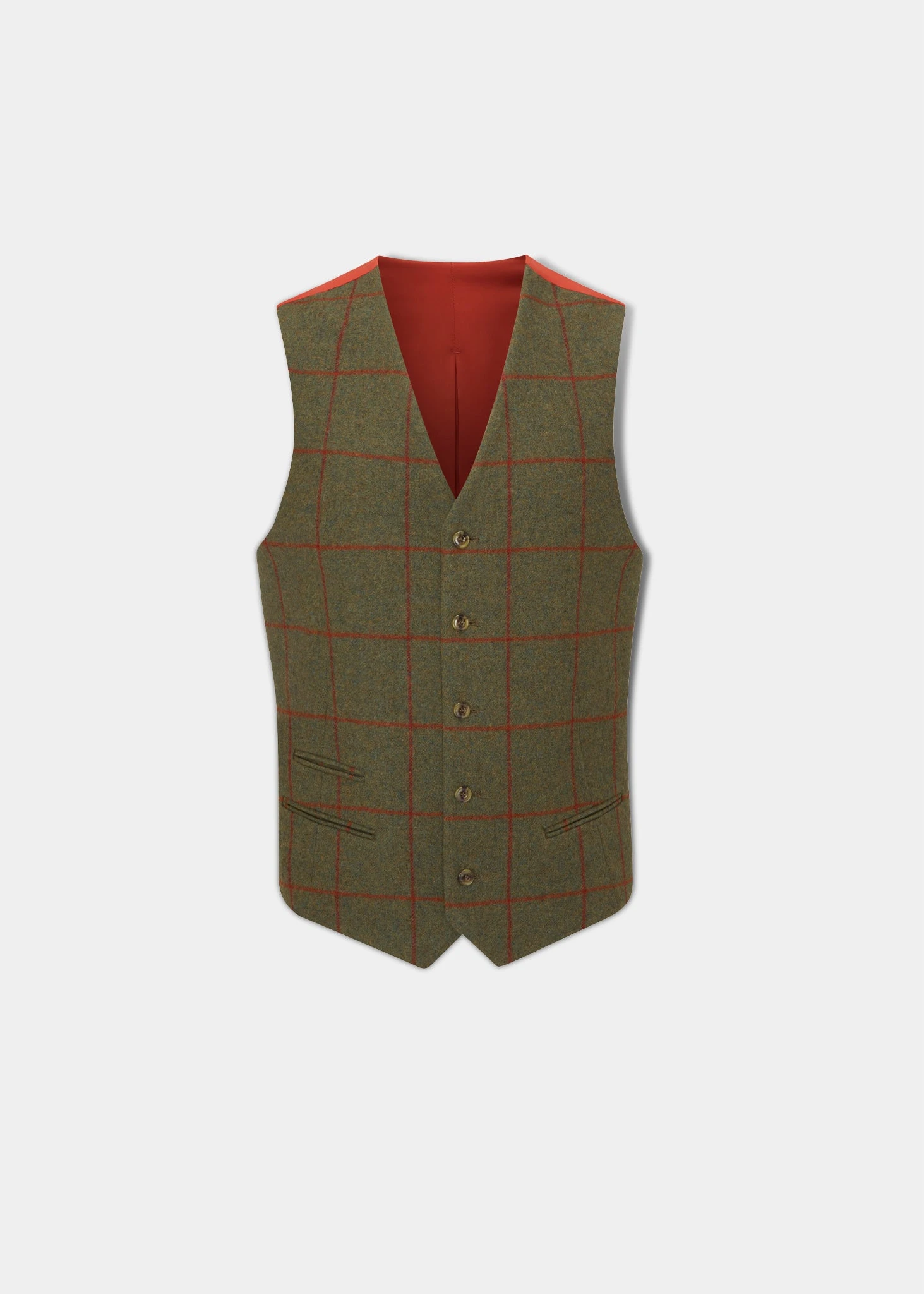 Combrook Men's Tweed Lined-Back Waistcoat In Reed - Regular Fit 1 Combrook Men's Tweed Lined-Back Waistcoat In Reed - Regular Fit