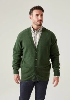 Cornwall Lambswool Cardigan In Rosemary - Classic Fit -Alan Paine Fashion Store Cornwall Lambswool Cardigan In Classic Fit Rosemary 5
