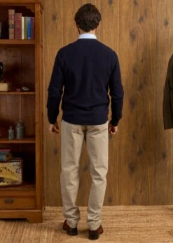 Cornwall Lambswool Cardigan In Navy - Classic Fit -Alan Paine Fashion Store Cornwall Lambswool Cardigan Mens Dark Navy 4