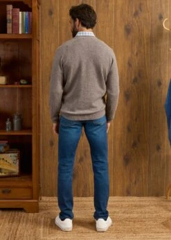 Cornwall Lambswool Cardigan In Vole - Classic Fit -Alan Paine Fashion Store Cornwall Lambswool Cardigan Mens Vole 3