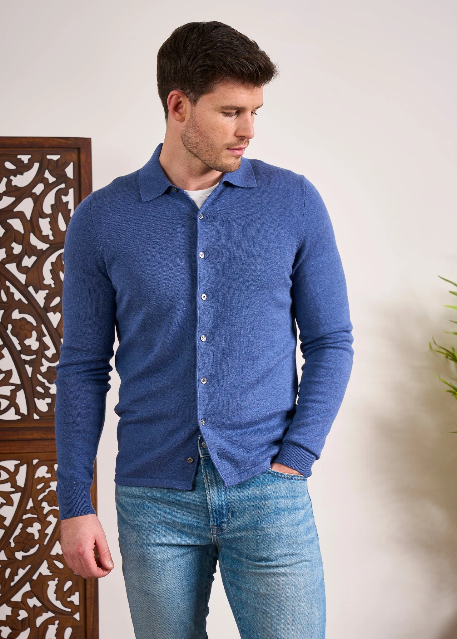 Medstead Men's Long Sleeve Shirt In Indigo 4 Medstead Men's Long Sleeve Shirt In Indigo - Image 4