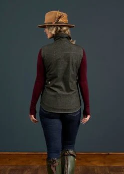 Didsmere Ladies Technical Tweed Gilet In Myrtle - Regular Fit -Alan Paine Fashion Store Dismere Ladies Technical Tweed Gilet Myrtle 3