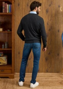 Dorset Men's Lambswool Jumper In Charcoal - Classic Fit -Alan Paine Fashion Store Dorset Mens Lambswool Jumper Charcoal 4