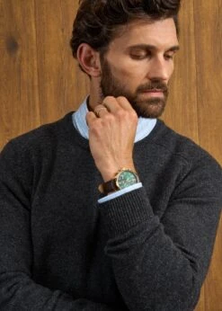 Dorset Men's Lambswool Jumper In Charcoal - Classic Fit -Alan Paine Fashion Store Dorset Mens Lambswool Jumper Charcoal 5