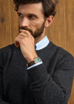 Dorset Men's Lambswool Jumper In Charcoal - Classic Fit -Alan Paine Fashion Store Dorset Mens Lambswool Jumper Charcoal 6