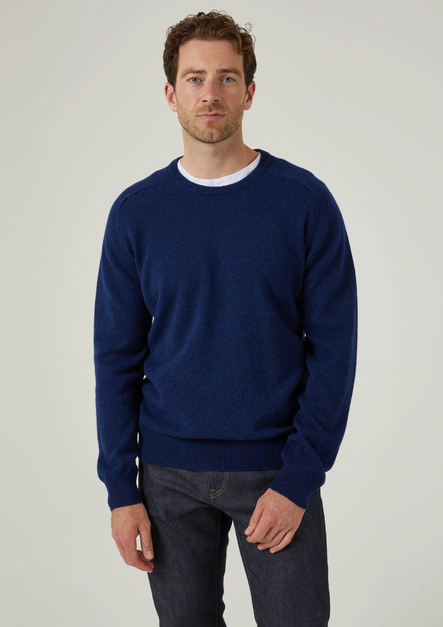Dorset Men's Lambswool Jumper In Indigo - Classic Fit 2 Dorset Men's Lambswool Jumper In Indigo - Classic Fit - Image 2