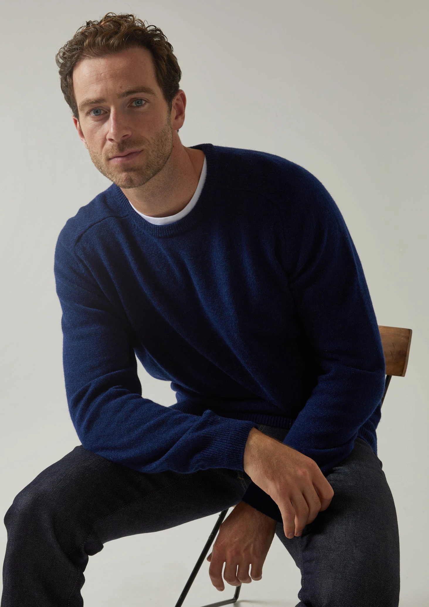 Dorset Men's Lambswool Jumper In Indigo - Classic Fit 6 Dorset Men's Lambswool Jumper In Indigo - Classic Fit - Image 6