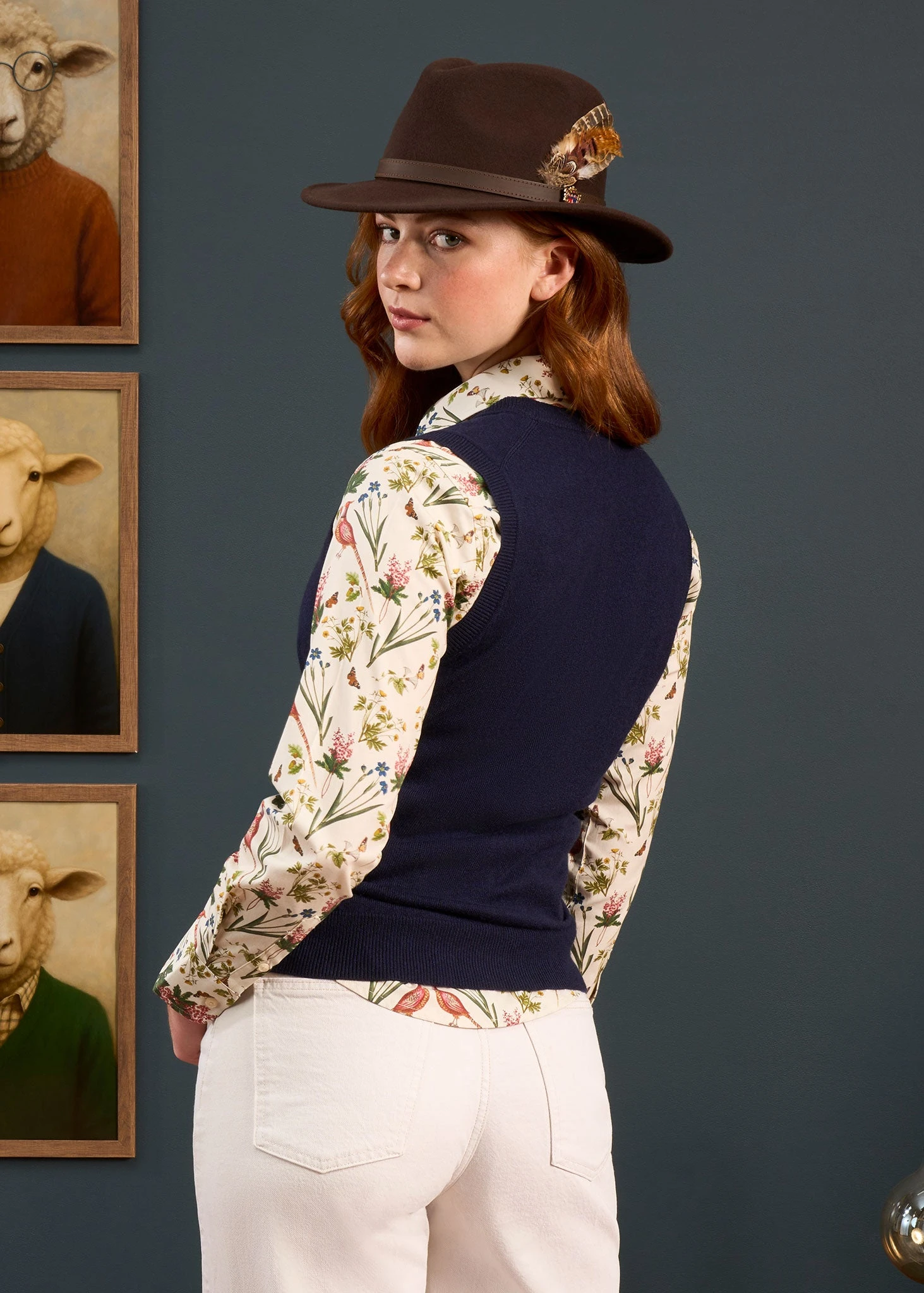 Erin Luxury Vee Neck Tank Top In Dark Navy 4 Erin Luxury Vee Neck Tank Top In Dark Navy - Image 4