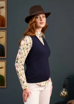 Erin Luxury Vee Neck Tank Top In Dark Navy 9 Erin Luxury Vee Neck Tank Top In Dark Navy -Alan Paine Fashion Store Erin Luxury Vee Neck Tank Top Dark Navy 4