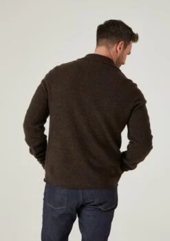 Ferndale Men's Knitted Lambswool Shirt In Cocoa - Regular Fit -Alan Paine Fashion Store Ferndale Men s Knitted Lambswool Shirt In Regular Fit Cocoa 3