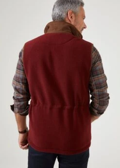 Aylsham Men's Fleece Gilet In Bloodstone - Regular Fit -Alan Paine Fashion Store Fleece Gilet Bloodstone 2