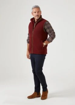 Aylsham Men's Fleece Gilet In Bloodstone - Regular Fit -Alan Paine Fashion Store Fleece Gilet Bloodstone