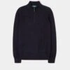 Cairns Geelong Wool 1/4 Zip Jumper In Dark Navy - Regular Fit