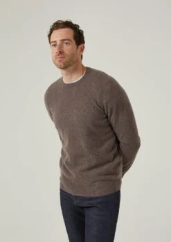 Brisbane Geelong Wool Jumper In Teak - Regular Fit -Alan Paine Fashion Store Geelong Jumper Teak 4
