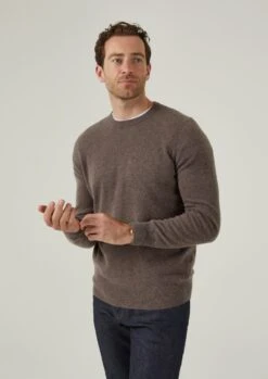 Brisbane Geelong Wool Jumper In Teak - Regular Fit -Alan Paine Fashion Store Geelong Jumper Teak 5