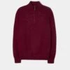 Cairns Geelong Wool 1/4 Zip Jumper In Claret - Regular Fit