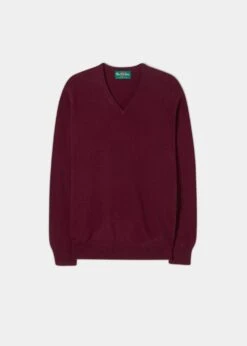 Albury Geelong Wool Jumper In Claret - Regular Fit