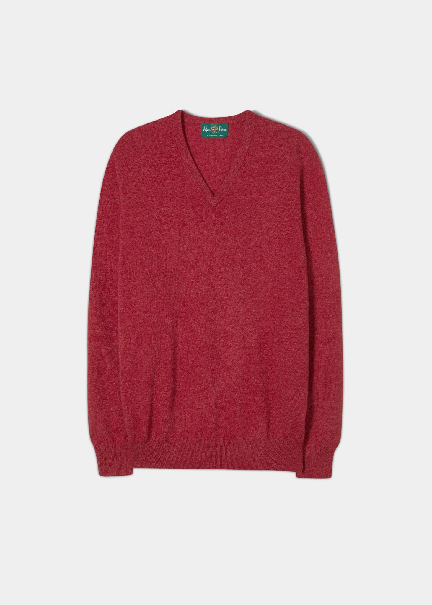 Albury Geelong Wool Jumper In Poppy Melange - Regular Fit 1 Albury Geelong Wool Jumper In Poppy Melange - Regular Fit