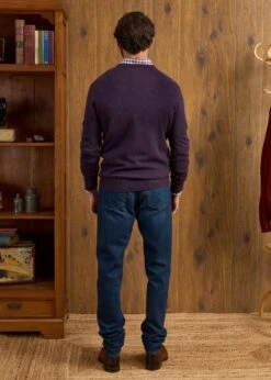 Hampshire Lambswool Jumper In Elderberry - Classic Fit -Alan Paine Fashion Store Hampshire Lambswool Jumper Elderberry 4