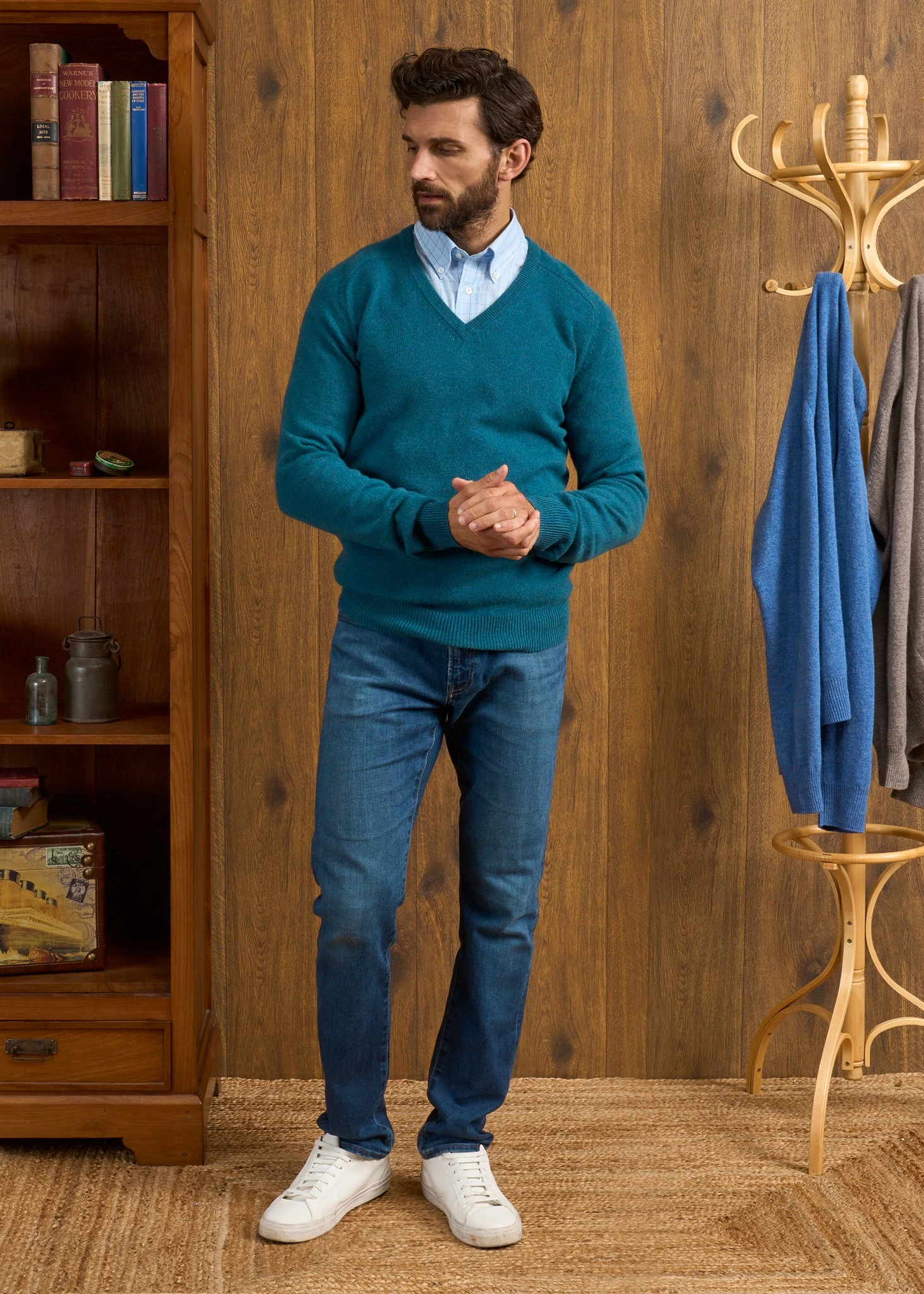 Hampshire Lambswool Jumper In Grecian Sea - Classic Fit 2 Hampshire Lambswool Jumper In Grecian Sea - Classic Fit - Image 2