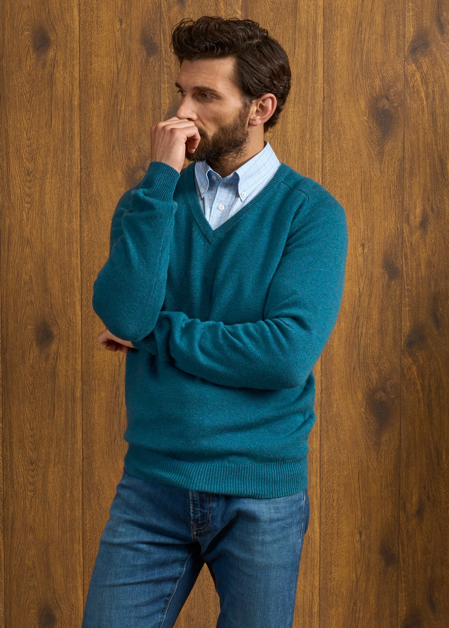 Hampshire Lambswool Jumper In Grecian Sea - Classic Fit 3 Hampshire Lambswool Jumper In Grecian Sea - Classic Fit - Image 3