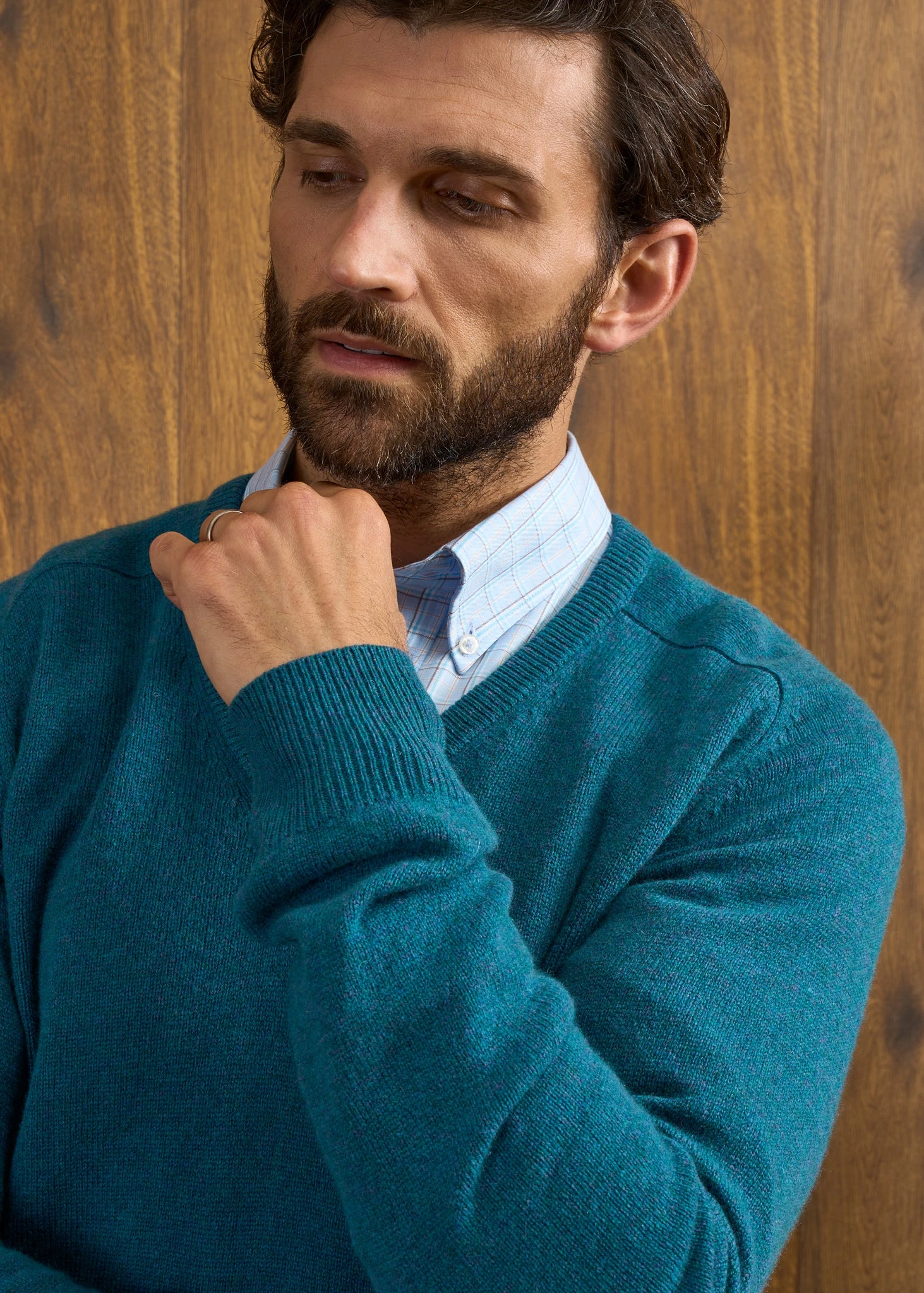 Hampshire Lambswool Jumper In Grecian Sea - Classic Fit 6 Hampshire Lambswool Jumper In Grecian Sea - Classic Fit - Image 6