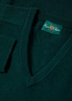 Hampshire Lambswool Jumper In Tartan Green - Classic Fit -Alan Paine Fashion Store Hampshire Lambswool Jumper Green