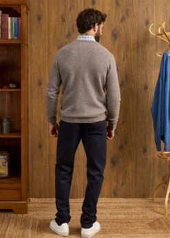 Hampshire Lambswool Jumper In Vole - Classic Fit -Alan Paine Fashion Store Hampshire Lambswool Jumper Vole 3