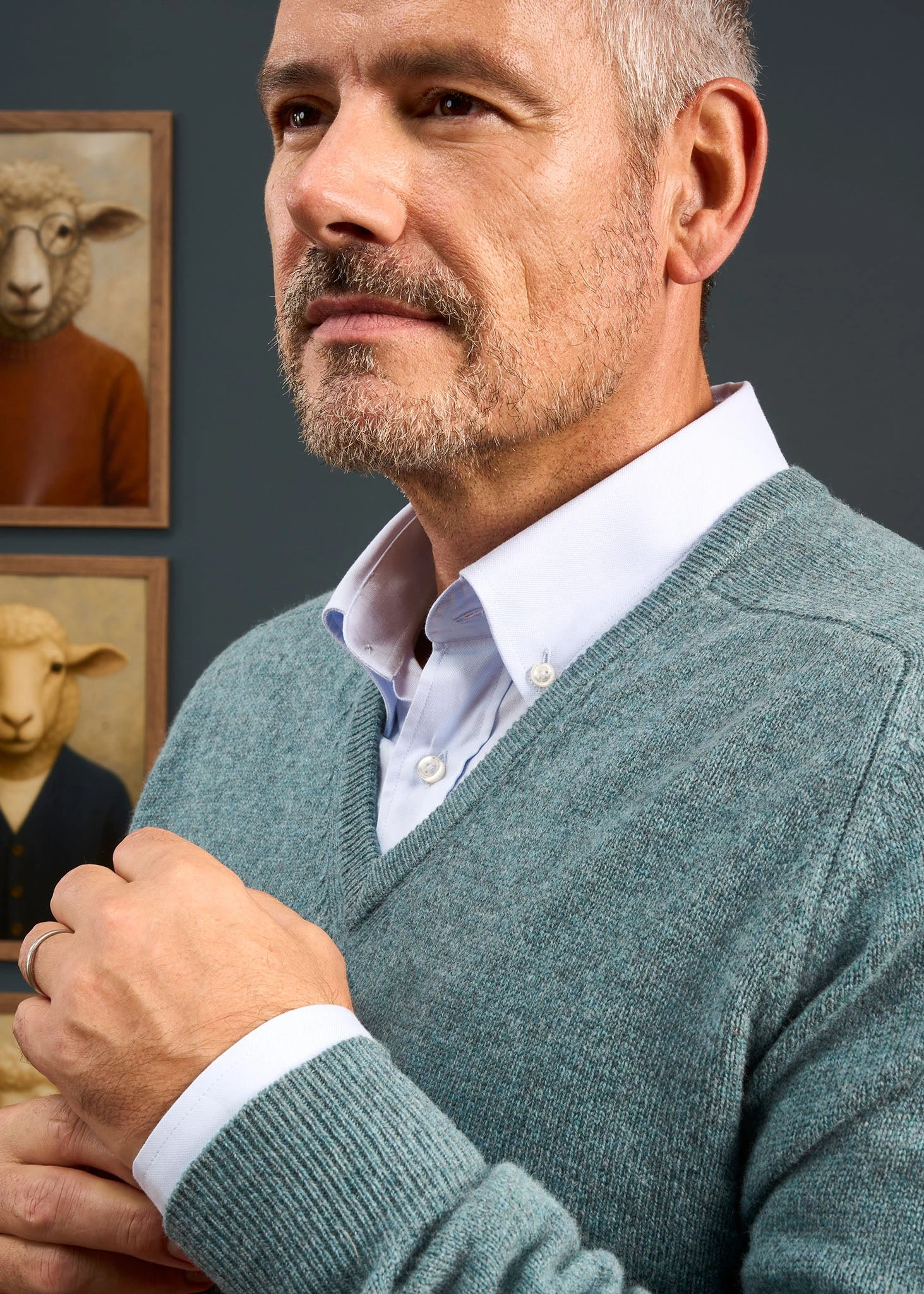 Hampshire Lambswool Jumper In Caspian - Classic Fit 3 Hampshire Lambswool Jumper In Caspian - Classic Fit - Image 3