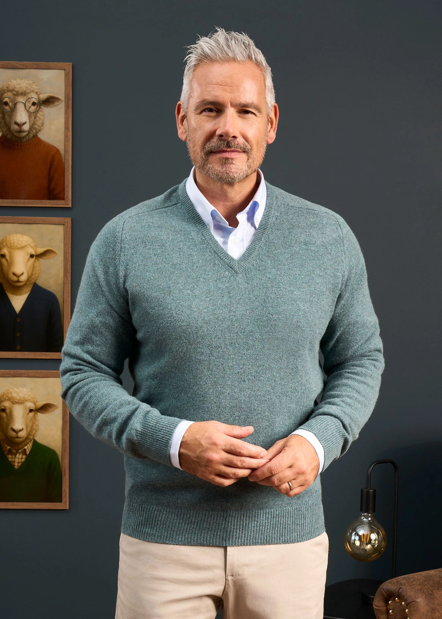 Hampshire Lambswool Jumper In Caspian - Classic Fit 2 Hampshire Lambswool Jumper In Caspian - Classic Fit - Image 2