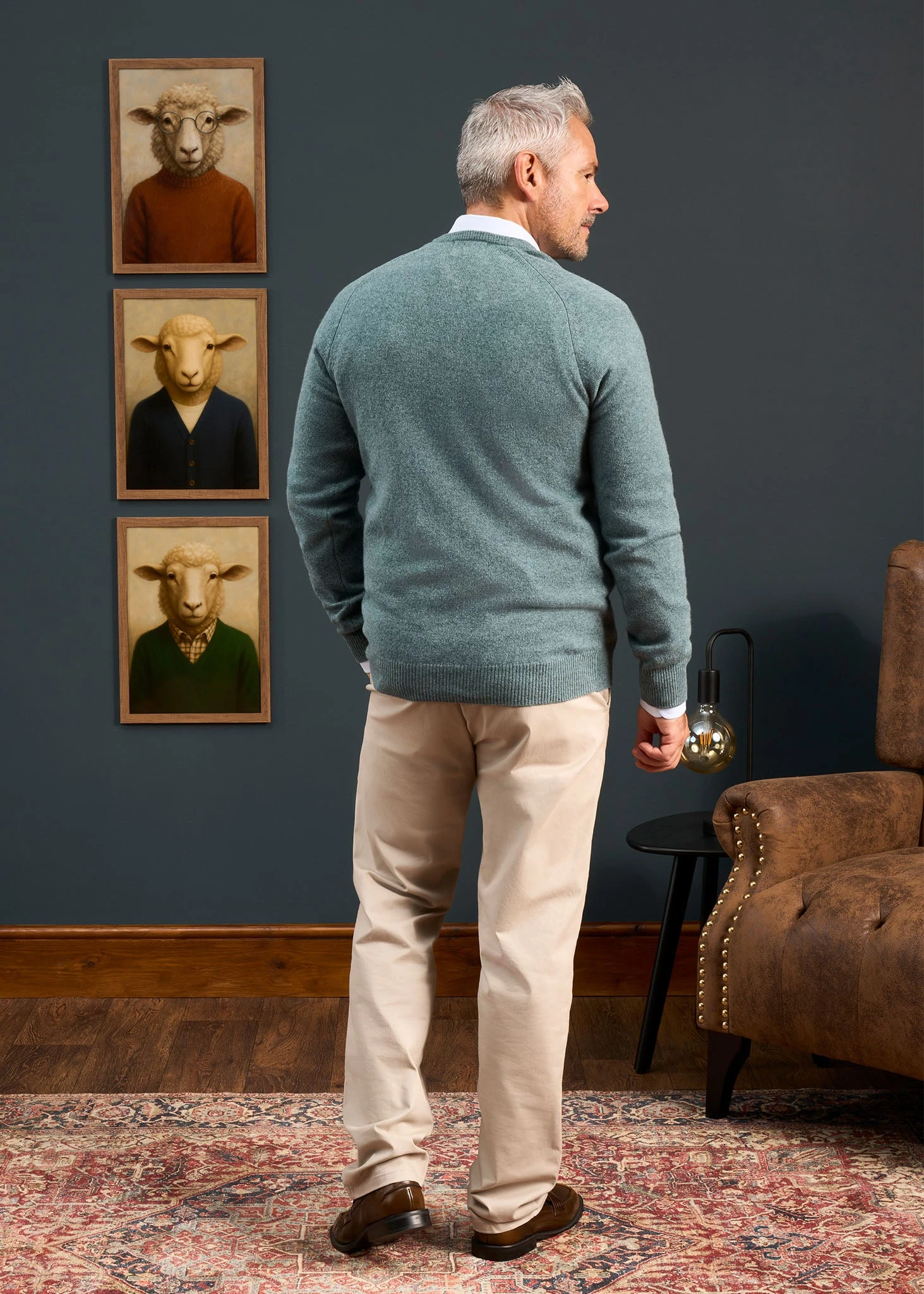 Hampshire Lambswool Jumper In Caspian - Classic Fit 4 Hampshire Lambswool Jumper In Caspian - Classic Fit - Image 4