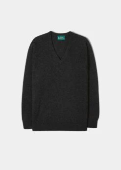 Hampshire Men's Lambswool Jumper In Charcoal - Classic Fit