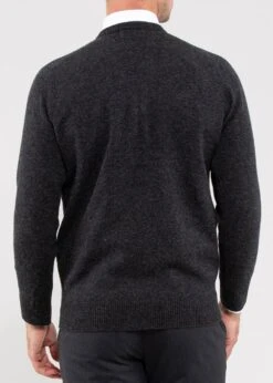 Hampshire Men's Lambswool Jumper In Charcoal - Classic Fit -Alan Paine Fashion Store Hampshire Lambswool Saddle Shoulder Charcoal Jumper image3
