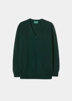 Hampshire Lambswool Jumper In Tartan Green - Classic Fit
