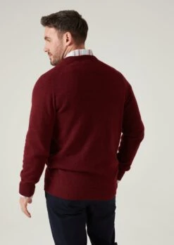 Hampshire Lambswool Jumper In Red Velvet - Classic Fit -Alan Paine Fashion Store Hampshire Men s Lambswool Jumper In Classic Fit Red velvet 4