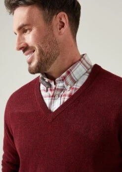 Hampshire Lambswool Jumper In Red Velvet - Classic Fit -Alan Paine Fashion Store Hampshire Men s Lambswool Jumper In Classic Fit Red velvet 6