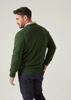 Hampshire Lambswool Jumper In Rosemary - Classic Fit -Alan Paine Fashion Store Hampshire Men s Lambswool Jumper In Classic Fit Rosemary 3