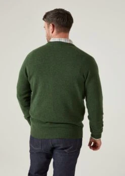 Hampshire Lambswool Jumper In Rosemary - Classic Fit -Alan Paine Fashion Store Hampshire Men s Lambswool Jumper In Classic Fit Rosemary 4