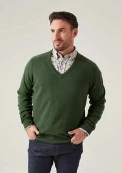 Hampshire Lambswool Jumper In Rosemary - Classic Fit -Alan Paine Fashion Store Hampshire Men s Lambswool Jumper In Classic Fit Rosemary 5