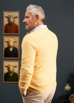 Hampshire Lambswool Jumper In Canary - Classic Fit -Alan Paine Fashion Store Hampshire lambswool jumper canary 3