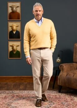 Hampshire Lambswool Jumper In Canary - Classic Fit -Alan Paine Fashion Store Hampshire lambswool jumper canary 6